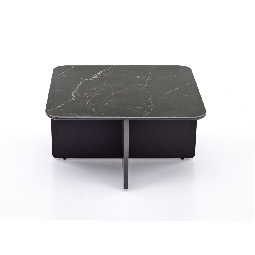 Komplet konferenčne mizice KORO 70x70 cm + 2x tabure črna/rjava
