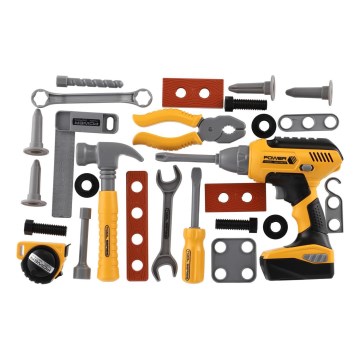 Komplet orodja z akumulatorskim vrtalnikom, napajan z 3× AAA baterijami