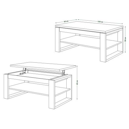 Konferenčna miza NEA z dvigljivo ploščo in polico, betonsko siva/bela