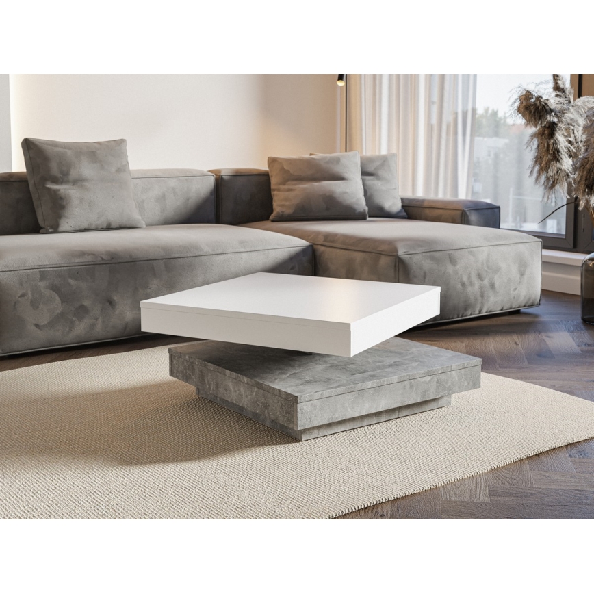 Konferenčna miza TIMO — bela/siva v betonskem videzu