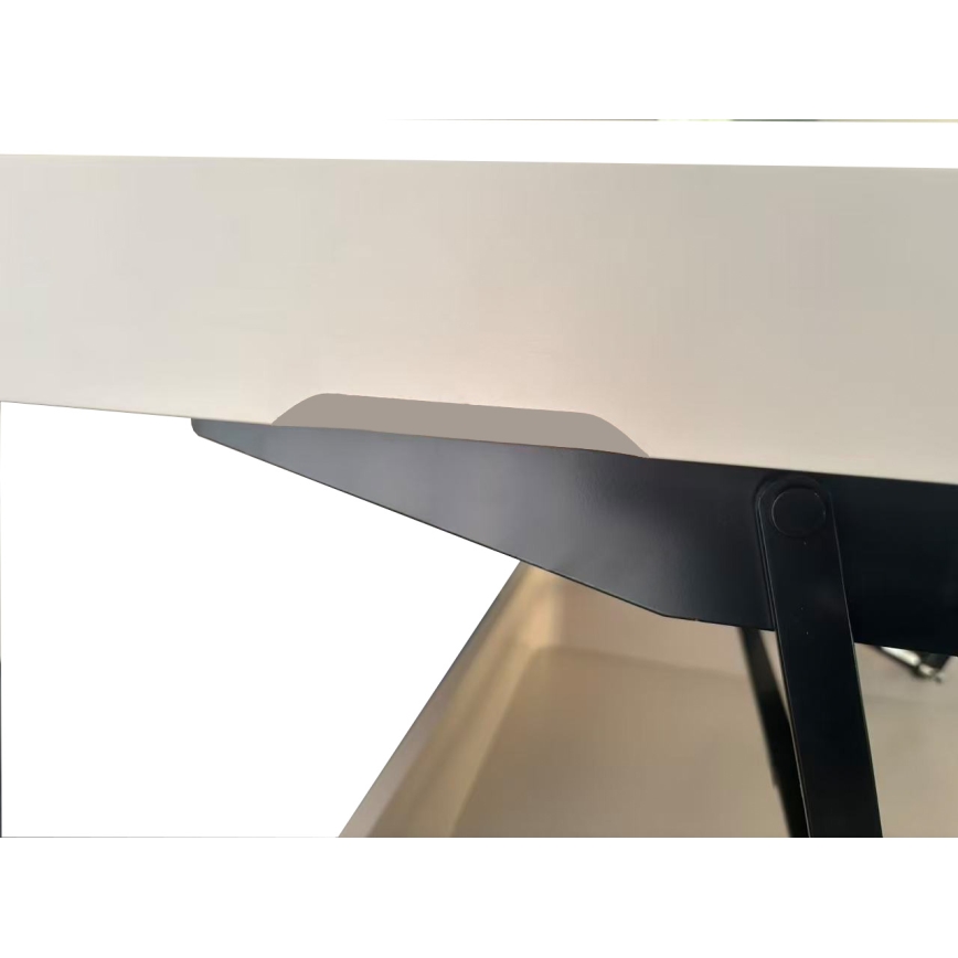 Konferenčna miza z dvižno ploščo in polico OASIS 75x75 cm kremna/črna