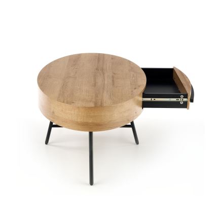 Klubska mizica s predalom CAROLINA 41x120 cm zlatega hrasta/črna