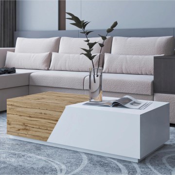 Konferenčna mizica CEELIAS 124x42 cm bela/hrast wotan
