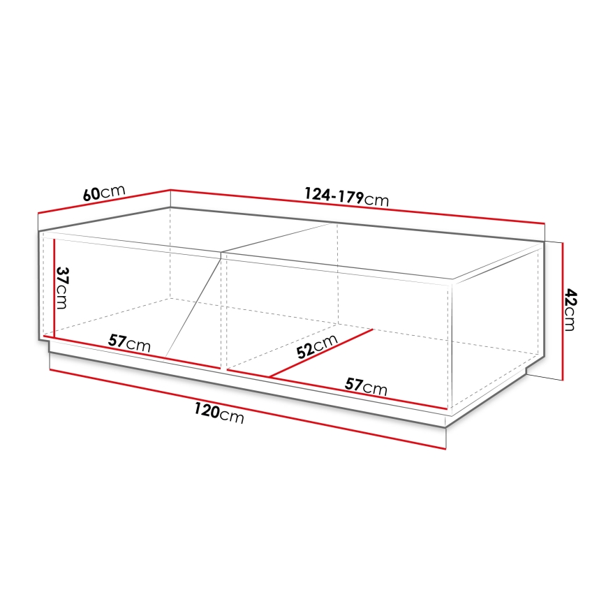 Konferenčna mizica CEELIAS 42x124 cm bela/hrast Wotan