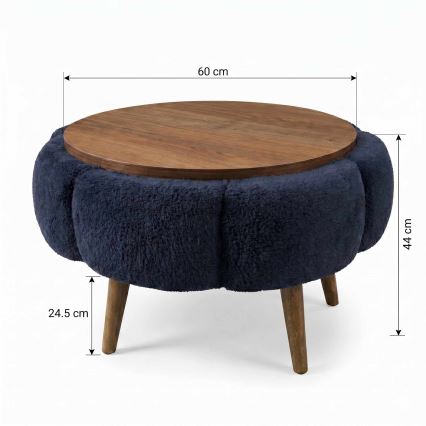 Konferenčna mizica FELPO Ø 60 cm modra/oreh