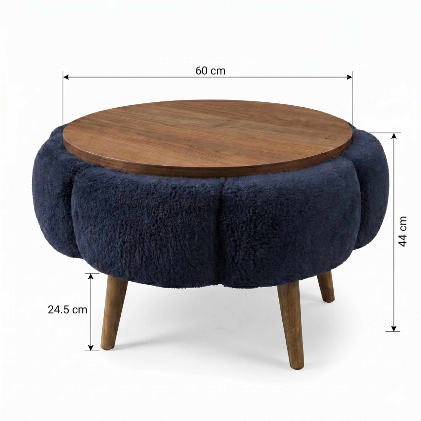 Konferenčna mizica FELPO Ø 60 cm modra/oreh