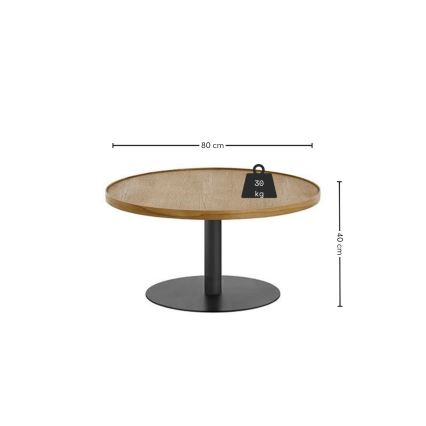 Konferenčna mizica FOCUS Ø 80 cm, hrast/črna
