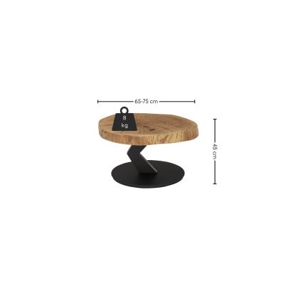 Konferenčna mizica ODIN, premer 75 cm, hrast/črna