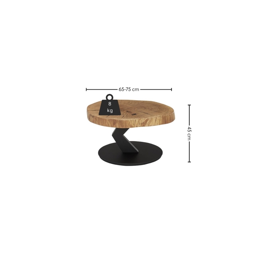 Konferenčna mizica ODIN, premer 75 cm, hrast/črna