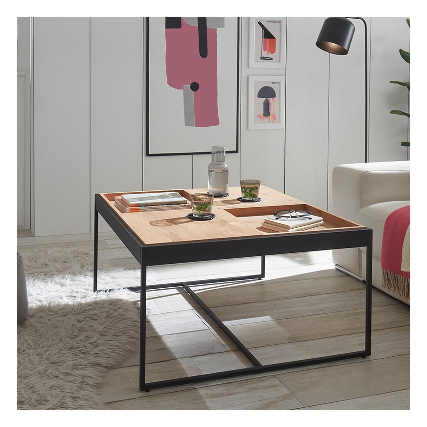 Konferenčna mizica PULSE 83x83 cm hrast/črna
