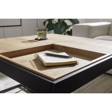 Konferenčna mizica PULSE 83x83 cm hrast/črna