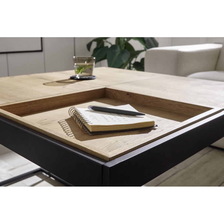 Konferenčna mizica PULSE 83x83 cm hrast/črna
