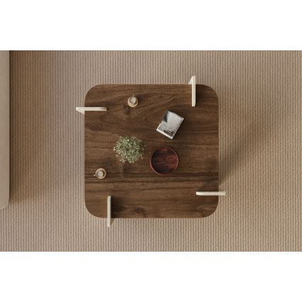 Konferenčna mizica PURO 90x90 cm oreh/travertin
