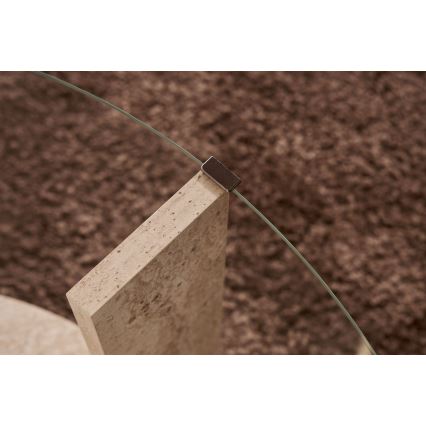 Konferenčna mizica SFERA premer 75 cm travertin/prozorno
