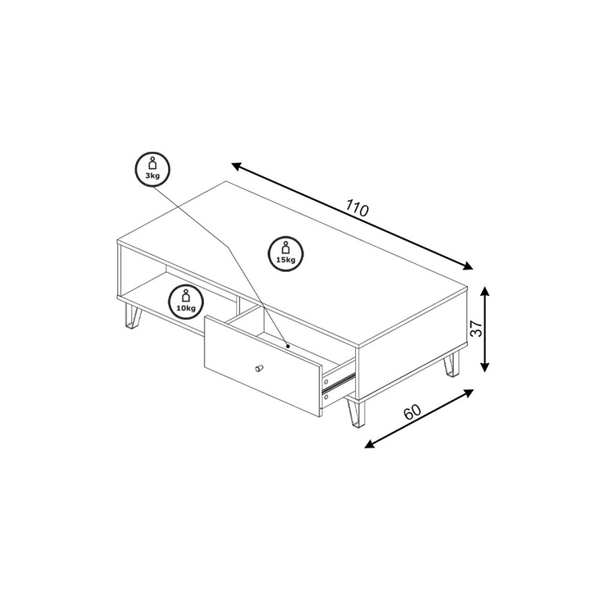 Konferenčna mizica SULA hrast artisan/bela