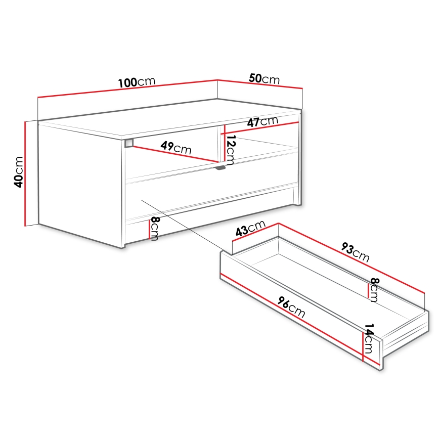 Konferenčna mizica TIRENO 40x100 cm bež