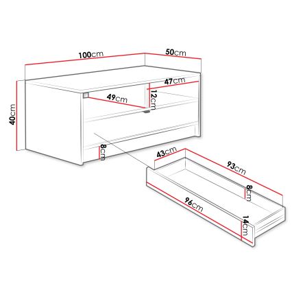 Konferenčna mizica TIRENO 40x100 cm črna