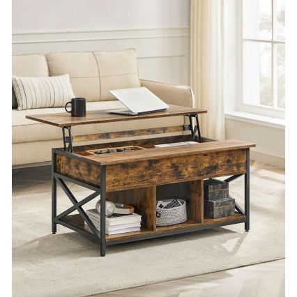 Konferenčna mizica z dvignljivo ploščo NYRO rjava/črna