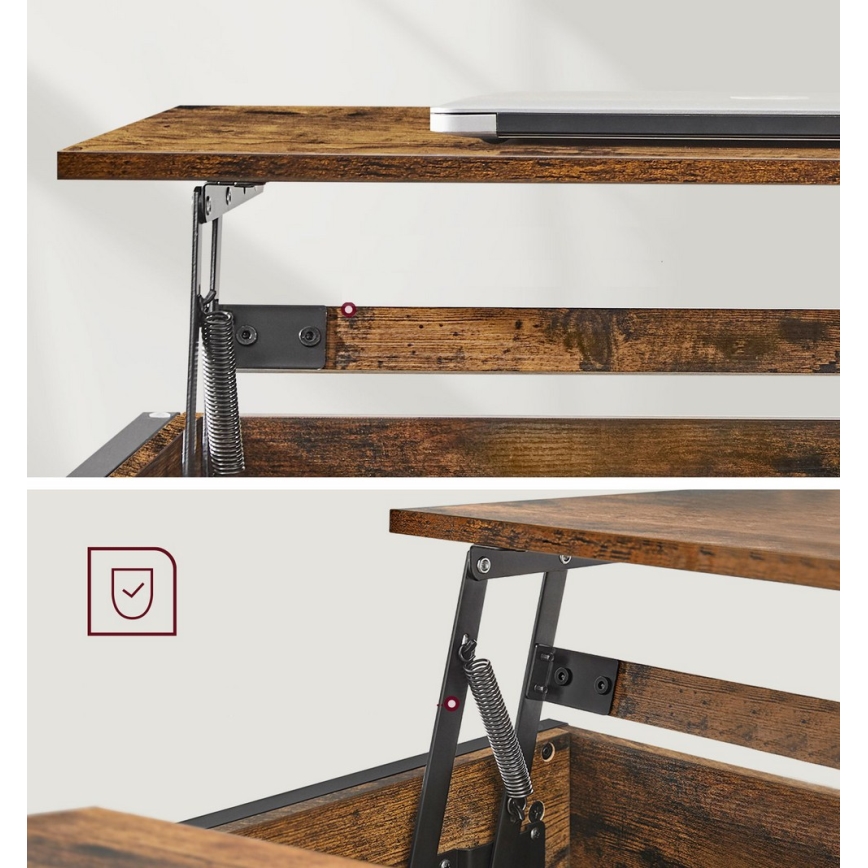 Konferenčna mizica z dvignljivo ploščo NYRO rjava/črna