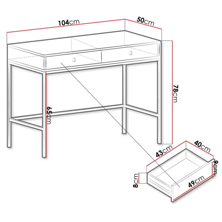Konzolna mizica MONO 78x104 cm bež/črna