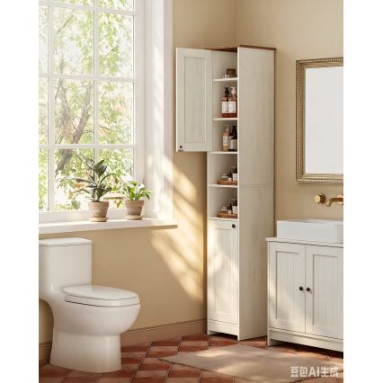 Kopalniška omarica LEXI 30x170 cm bela/rjava