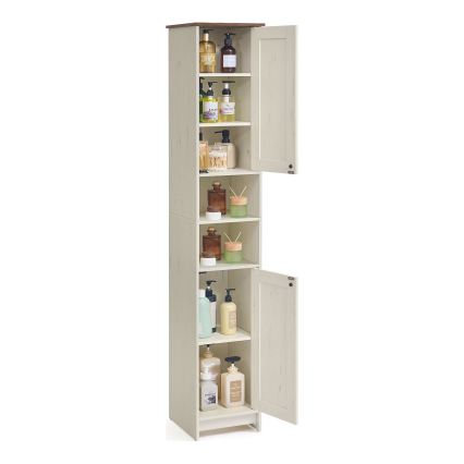 Kopalniška omarica LEXI 30x170 cm bela/rjava