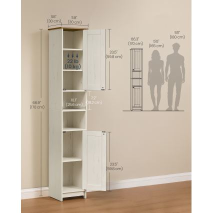 Kopalniška omarica LEXI 30x170 cm bela/rjava