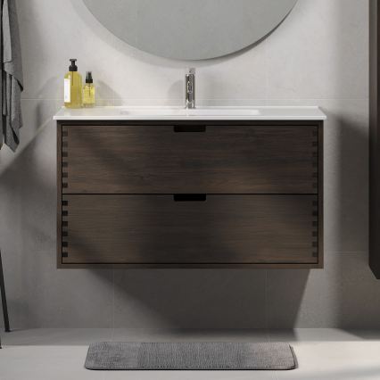 Kopalniška omarica pod umivalnik GRIBSKOV 100 cm rjava/hrast