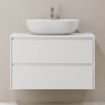 Kopalniška omarica TRONDHEIM za umivalnik 90x57x46 cm bela