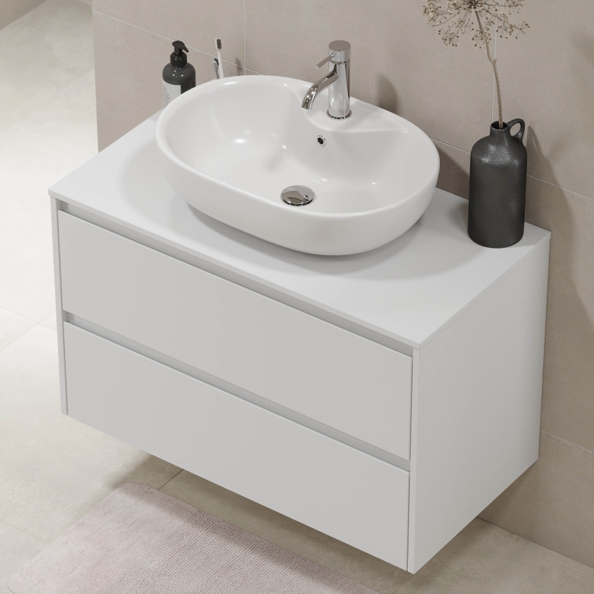 Kopalniška omarica TRONDHEIM za umivalnik 90x57x46 cm bela