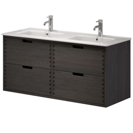 Kopalniška omarica z umivalnikom GRIBSKOV 120 cm rjava/hrast/bela