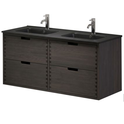 Kopalniška omarica z umivalnikom GRIBSKOV 120 cm rjava/hrast/črna