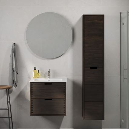 Kopalniška omarica z umivalnikom GRIBSKOV 60 cm rjava/hrast/bela