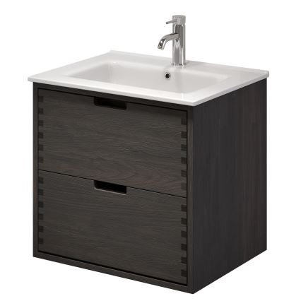 Kopalniška omarica z umivalnikom GRIBSKOV 60 cm rjava/hrast/bela