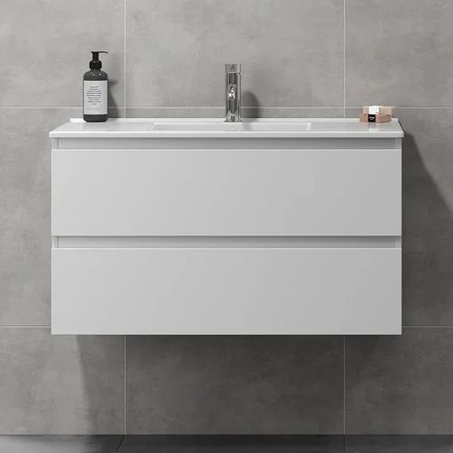 Kopalniška omarica z umivalnikom HENRY, 91 cm, bela