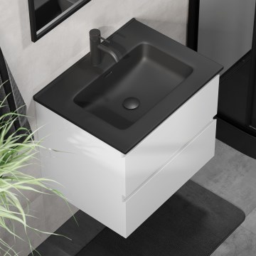 Kopalniška omarica z umivalnikom KENWOOD 61x52x45 cm bela/črna