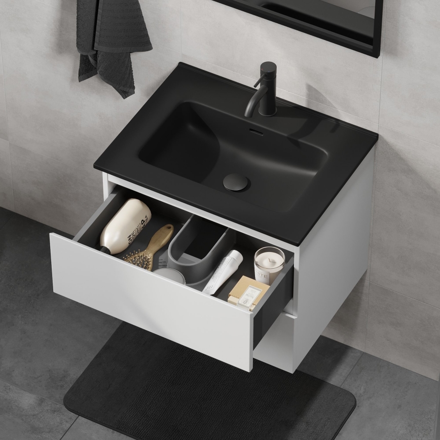 Kopalniška omarica z umivalnikom KENWOOD 61x52x45 cm bela/črna