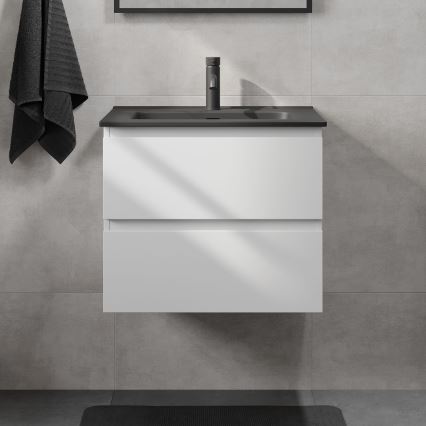 Kopalniška omarica z umivalnikom KENWOOD 61x52x45 cm bela/črna