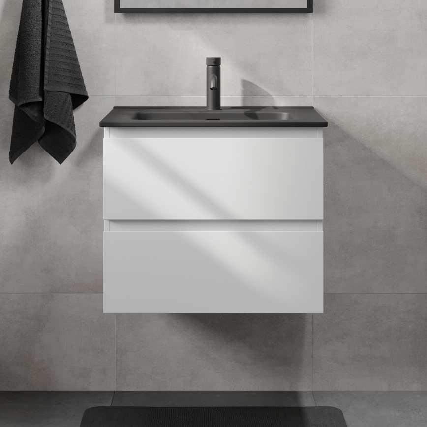 Kopalniška omarica z umivalnikom KENWOOD 61x52x45 cm bela/črna