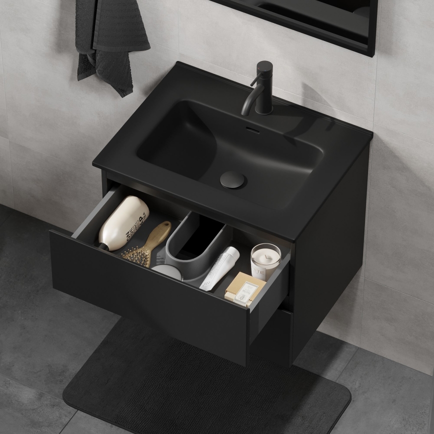 Kopalniška omarica z umivalnikom KENWOOD 61x52x45 cm črna