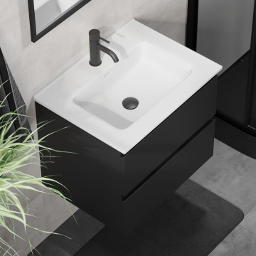 Kopalniška omarica z umivalnikom KENWOOD 61x52x47 cm črna/bela