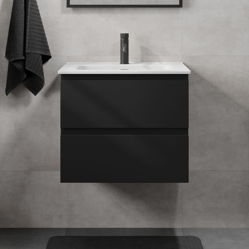 Kopalniška omarica z umivalnikom KENWOOD 61x52x47 cm črna/bela