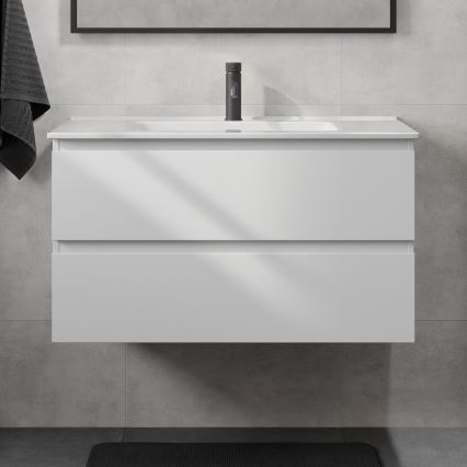 Kopalniška omarica z umivalnikom KENWOOD 91 cm bela