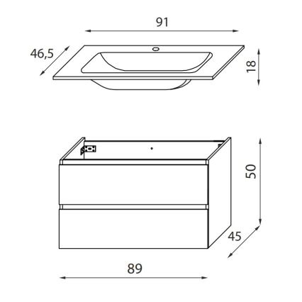 Kopalniška omarica z umivalnikom KENWOOD 91 cm marakesh