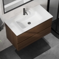 Kopalniška omarica z umivalnikom KENWOOD 91 cm oreh/bela