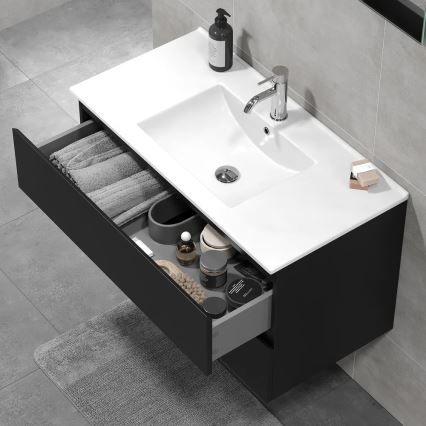 Kopalniška omarica z umivalnikom KENWOOD 91x50x45 cm črna