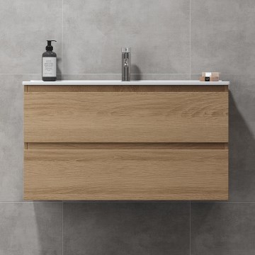 Kopalniška omarica z umivalnikom KENWOOD 91x50x45 cm hrast