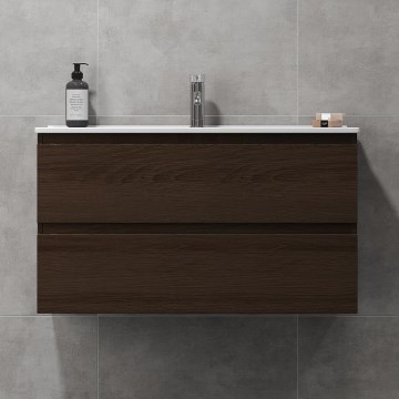 Kopalniška omarica z umivalnikom KENWOOD 91x50x47 cm oreh