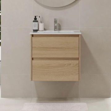 Kopalniška omarica z umivalnikom MOLDE 60x55x46 cm hrast