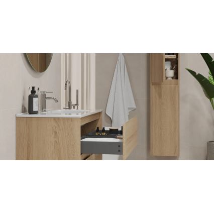 Kopalniška omarica z umivalnikom MOLDE 60x55x46 cm hrast